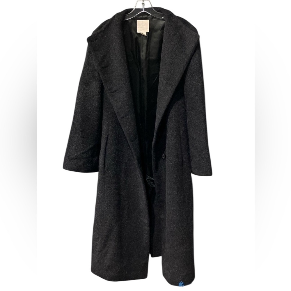 J. Jill x Peruvian Connection Black Long Coat Lamb wool Alpaca! soft chic trench